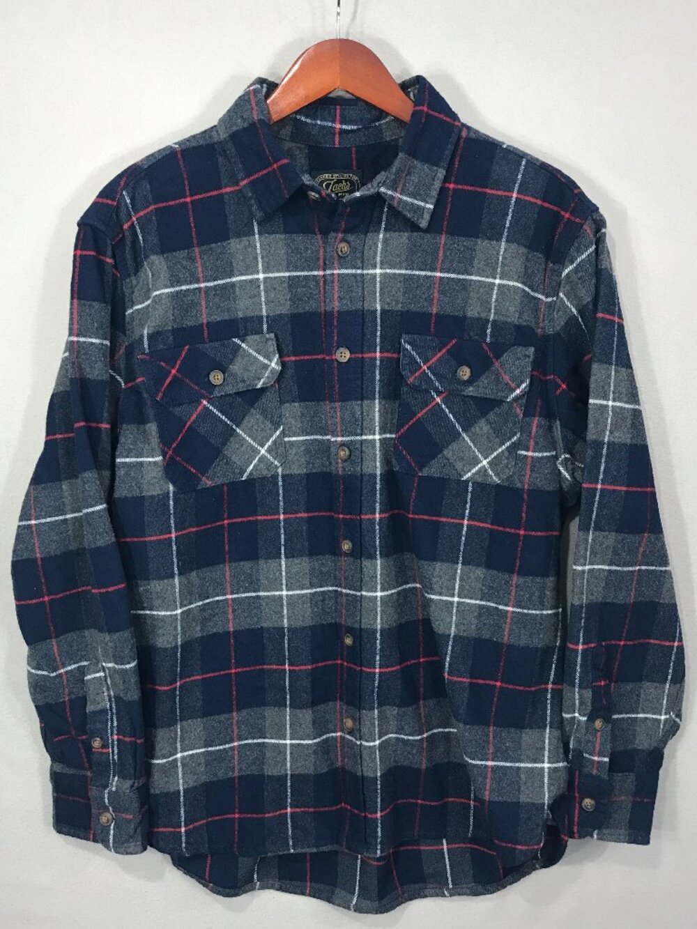 Jachs Shirt Men's Large Blue Plaid Heritage Flannel Button Down LS Heavyweight